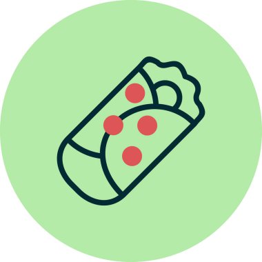 Burrito simgesi, vektör illüstrasyonu