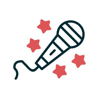 Karaoke mikrofon simgesi, vektör illüstrasyonu