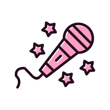 Karaoke mikrofon simgesi, vektör illüstrasyonu