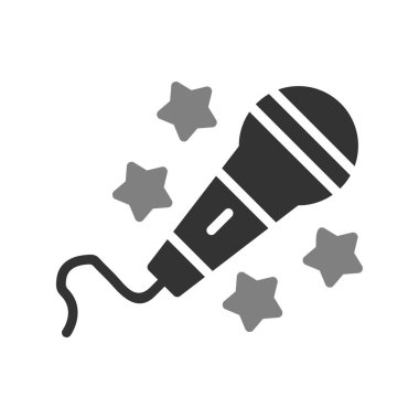Karaoke mikrofon simgesi, vektör illüstrasyonu