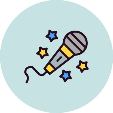 Karaoke mikrofon simgesi, vektör illüstrasyonu