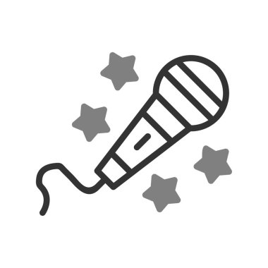 Karaoke mikrofon simgesi, vektör illüstrasyonu