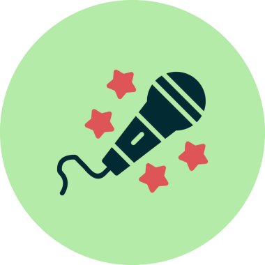 Karaoke mikrofon simgesi, vektör illüstrasyonu