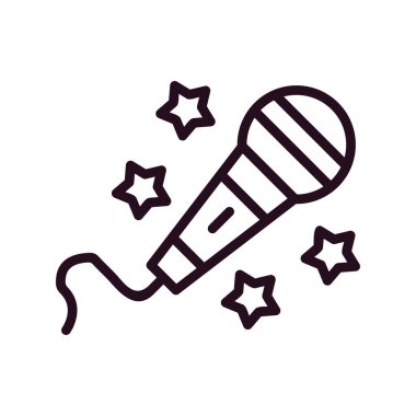 Karaoke mikrofon simgesi, vektör illüstrasyonu