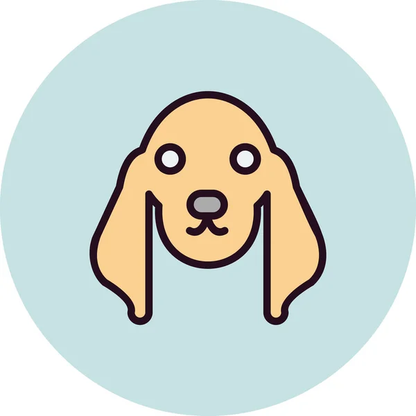 Vektor Flache Farblinie Symbol Des Hundes — Stockvektor
