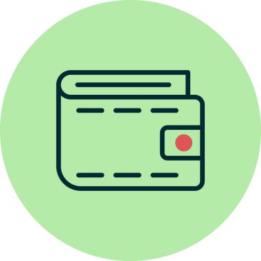 Cüzdan simgesi, bankacılık konsepti vektör illüstrasyonu