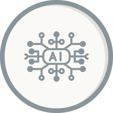 Çizgi çizimi yapay zeka ikonu vektör çizimi