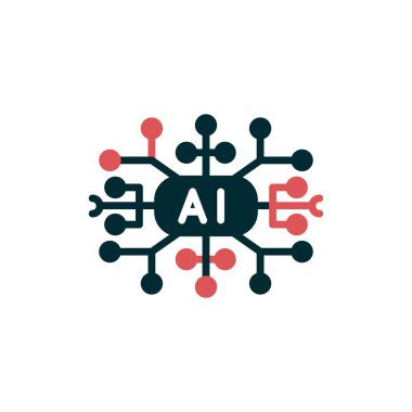 Çizgi çizimi yapay zeka ikonu vektör çizimi