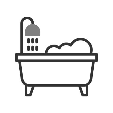 küvet vektörü ince çizgi simgesi