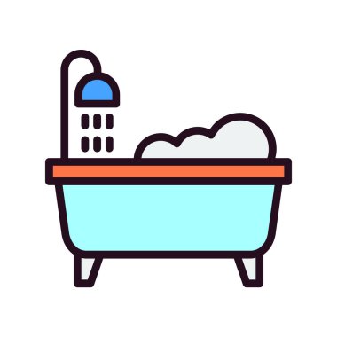 küvet vektörü ince çizgi simgesi