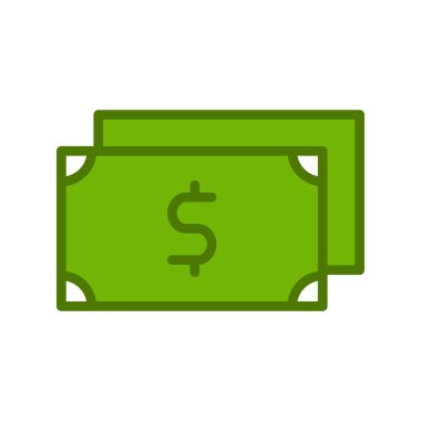 para simgesi vektörü. Dolar banknotlarının vektör çizimi, finans kavramı.