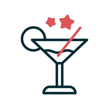 Kokteyl ikonu, vektör tasarımı illüstrasyonu