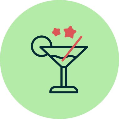 Kokteyl ikonu, vektör tasarımı illüstrasyonu