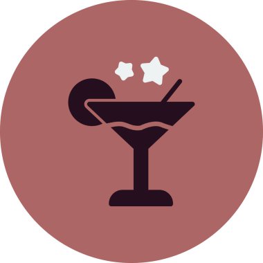 Kokteyl ikonu, vektör tasarımı illüstrasyonu