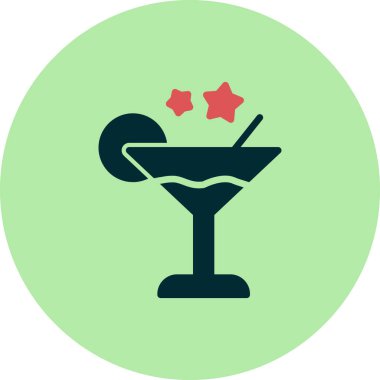 Kokteyl ikonu, vektör tasarımı illüstrasyonu