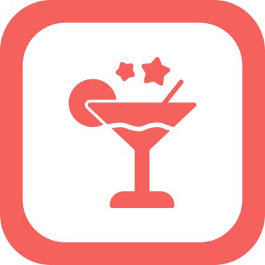 Kokteyl ikonu, vektör tasarımı illüstrasyonu