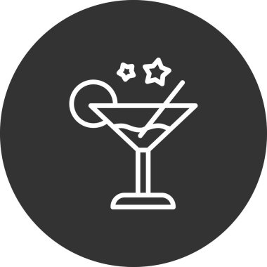 Kokteyl ikonu, vektör tasarımı illüstrasyonu