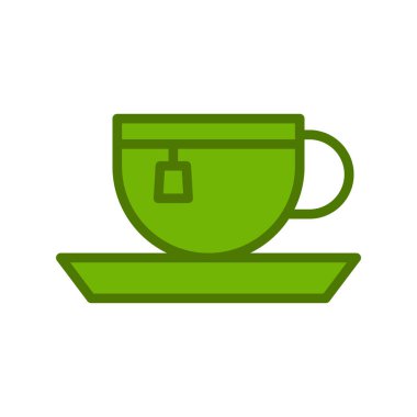 yeşil çay fincanı ikonu vektör illüstrasyonu