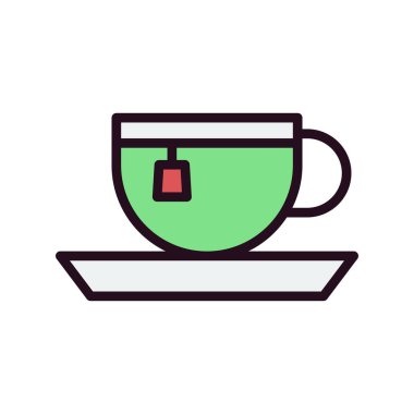 yeşil çay fincanı ikonu vektör illüstrasyonu