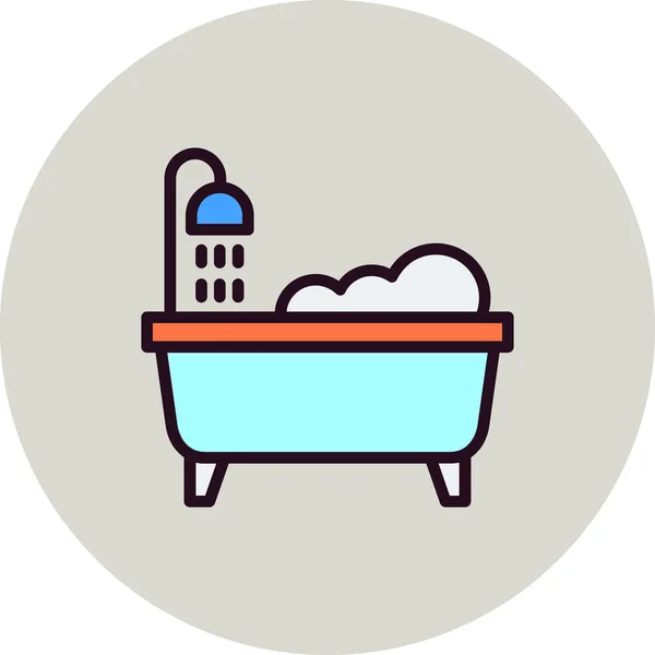 Bathtub Vector Thin Line Icon — 스톡 벡터