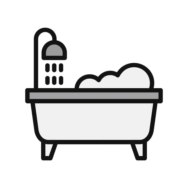 Bathtub Vector Thin Line Icon — Stock vektor