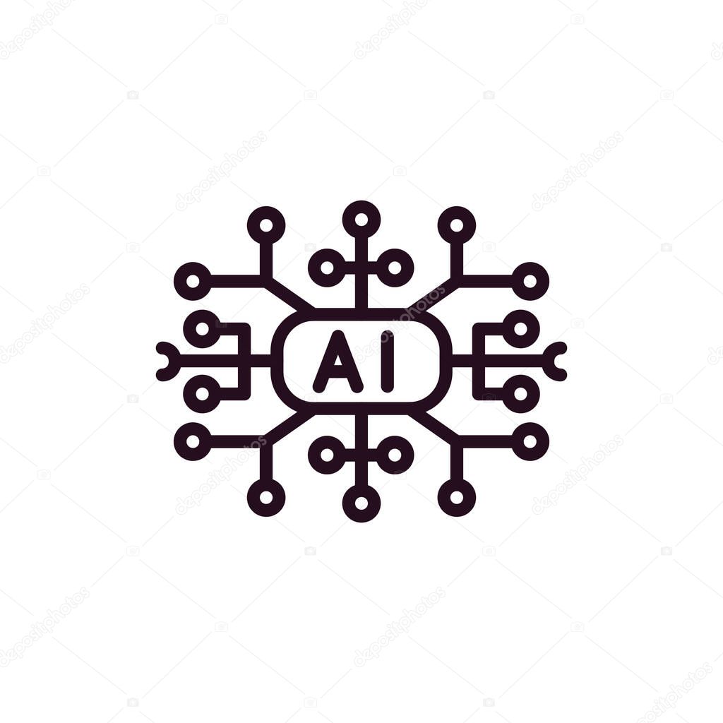 Line drawing artificial intelligence icon vector illustration