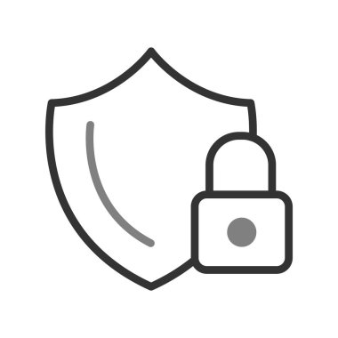 Beyaz arkaplanda izole edilmiş güvenlik simgesi vektörü, şeffaf kalkan işareti, doğrusal semboller