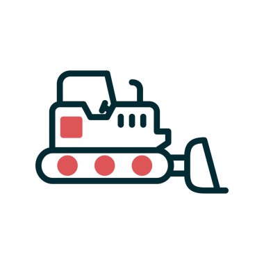 Buldozer simgesi vektör logosu illüstrasyonu