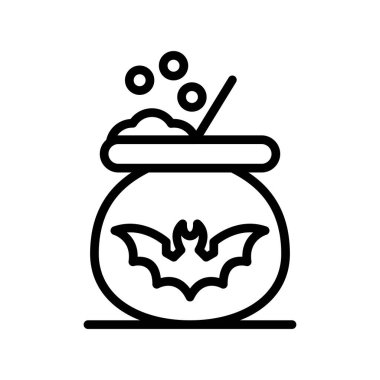 Kazan ikonu vektörü. İnce çizgi işareti. izole edilmiş sınır sembolü çizimi 