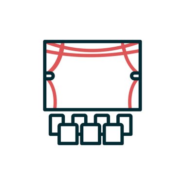 Sinema vektörü ince çizgi simgesi