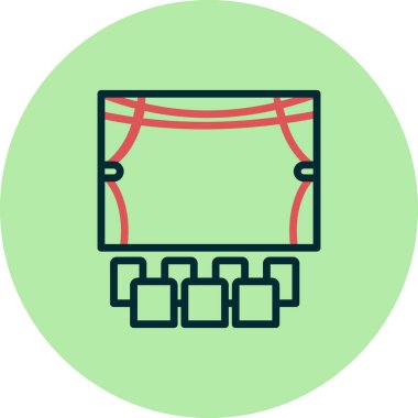 Sinema vektörü ince çizgi simgesi