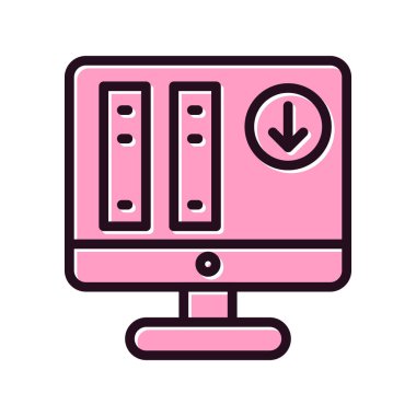 Bilgisayar ve teknoloji simgesinin vektör illüstrasyonu 