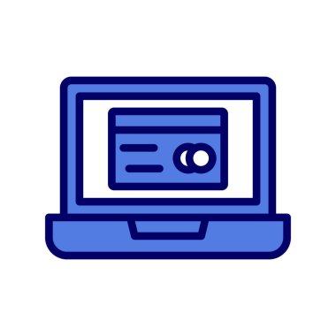 Kredi kartı ve vektör illüstrasyonlu dizüstü bilgisayar