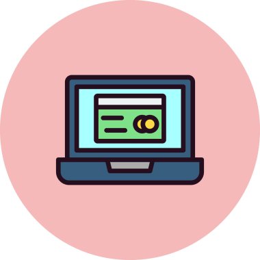 Kredi kartı ve vektör illüstrasyonlu dizüstü bilgisayar