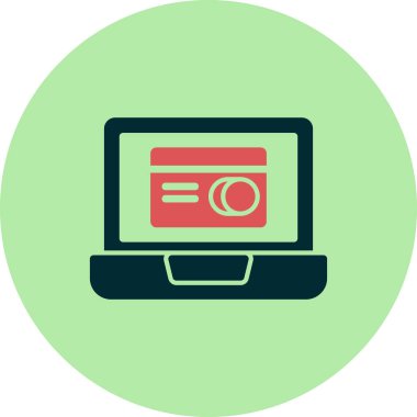 Kredi kartı ve vektör illüstrasyonlu dizüstü bilgisayar