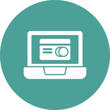 Kredi kartı ve vektör illüstrasyonlu dizüstü bilgisayar