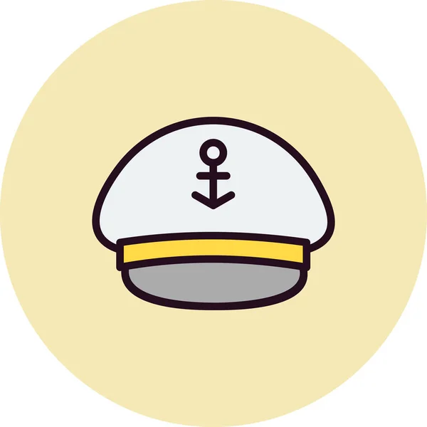 Captain Cap Vector Icon Design — Vector de stock