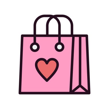 Kalp vektör illüstrasyon tasarımlı alışveriş çantası