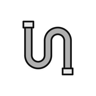 Boru simgesi vektörü beyaz arkaplanda izole edildi, boru hattı şeffaf işareti, hat ve vuruş ögeleri ana hat biçiminde 