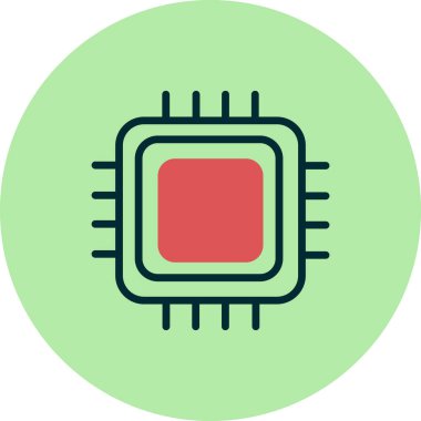 Web ve mobil uygulama tasarımınız, işlemci logosu konseptiniz için beyaz arkaplanda izole edilmiş Cpu simgesi vektörü 