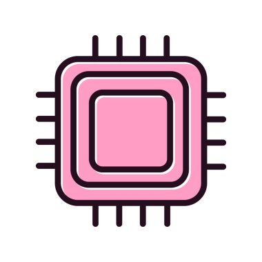 Web ve mobil uygulama tasarımınız, işlemci logosu konseptiniz için beyaz arkaplanda izole edilmiş Cpu simgesi vektörü 