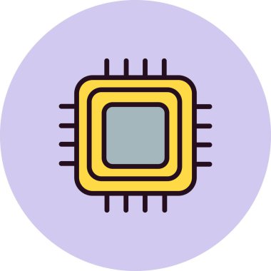 Web ve mobil uygulama tasarımınız, işlemci logosu konseptiniz için beyaz arkaplanda izole edilmiş Cpu simgesi vektörü 