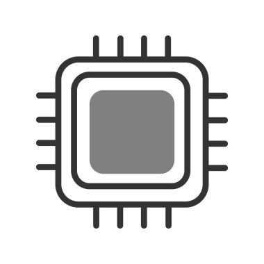 Web ve mobil uygulama tasarımınız, işlemci logosu konseptiniz için beyaz arkaplanda izole edilmiş Cpu simgesi vektörü 