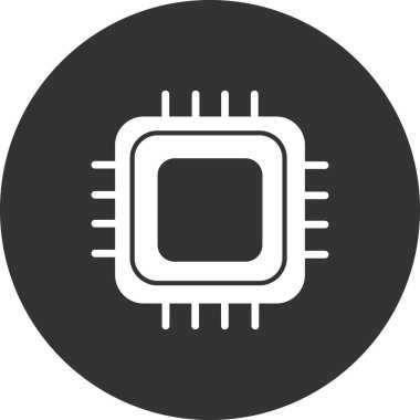 Web ve mobil uygulama tasarımınız, işlemci logosu konseptiniz için beyaz arkaplanda izole edilmiş Cpu simgesi vektörü 