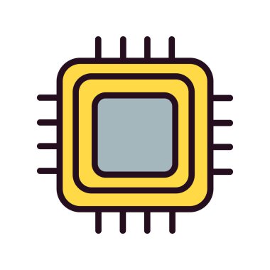 Web ve mobil uygulama tasarımınız, işlemci logosu konseptiniz için beyaz arkaplanda izole edilmiş Cpu simgesi vektörü 