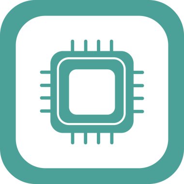 Web ve mobil uygulama tasarımınız, işlemci logosu konseptiniz için beyaz arkaplanda izole edilmiş Cpu simgesi vektörü 