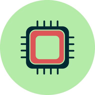 Web ve mobil uygulama tasarımınız, işlemci logosu konseptiniz için beyaz arkaplanda izole edilmiş Cpu simgesi vektörü 