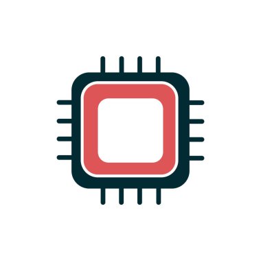 Web ve mobil uygulama tasarımınız, işlemci logosu konseptiniz için beyaz arkaplanda izole edilmiş Cpu simgesi vektörü 