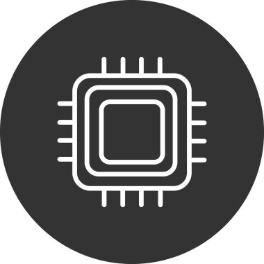 Web ve mobil uygulama tasarımınız, işlemci logosu konseptiniz için beyaz arkaplanda izole edilmiş Cpu simgesi vektörü 