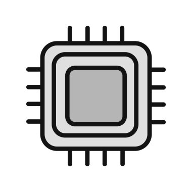 Web ve mobil uygulama tasarımınız, işlemci logosu konseptiniz için beyaz arkaplanda izole edilmiş Cpu simgesi vektörü 